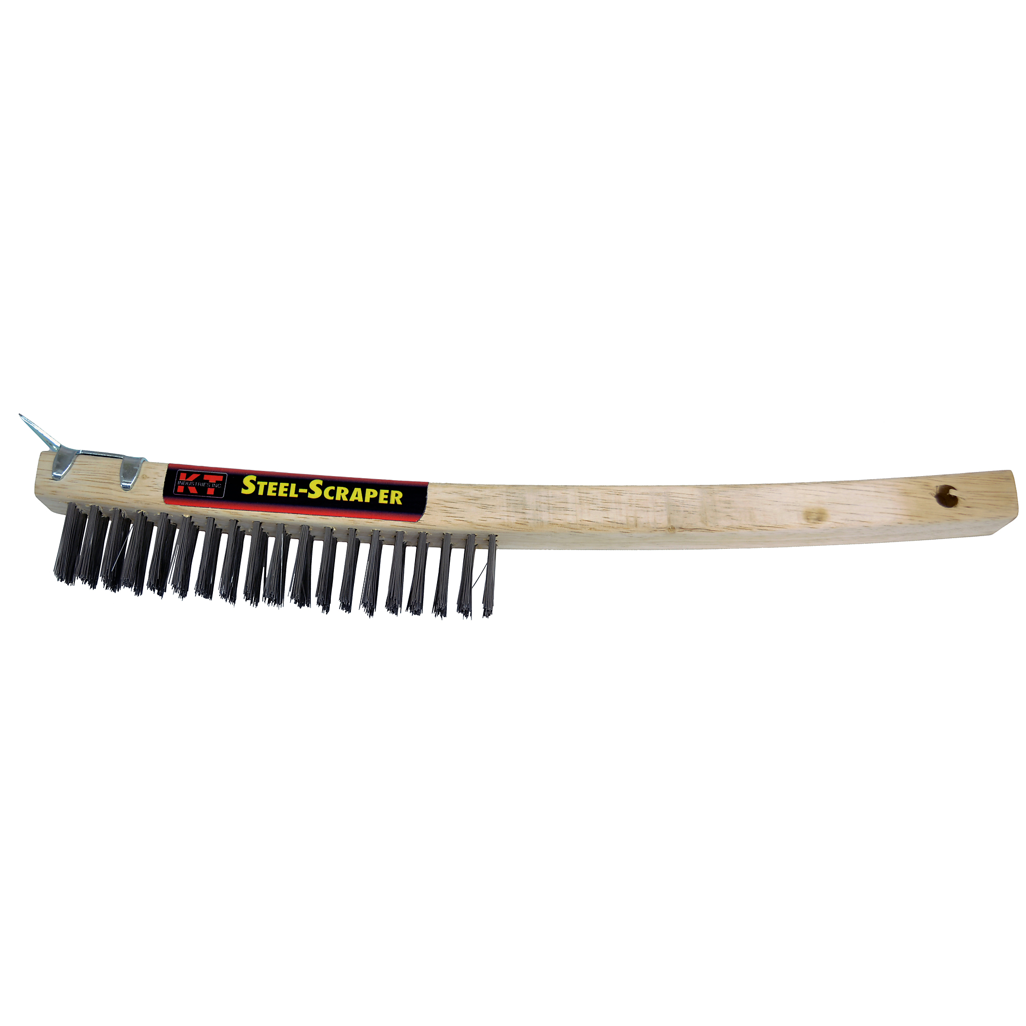 K-T Industries Bent Handle Brush with Scraper — 6in. Brush, 13-11/16in. Overall Length, Model# 5-2221